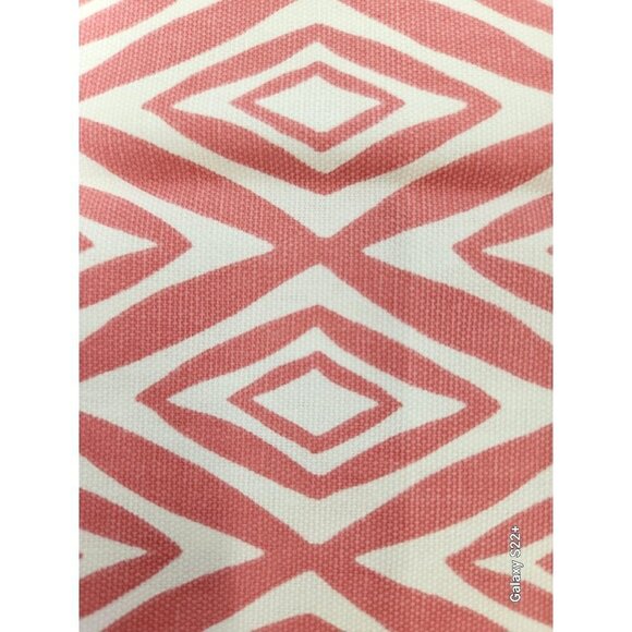 Mid-Century Modern Geometric Diamond Pattern Fabric Coral & White 45x11 inch - Picture 1 of 5
